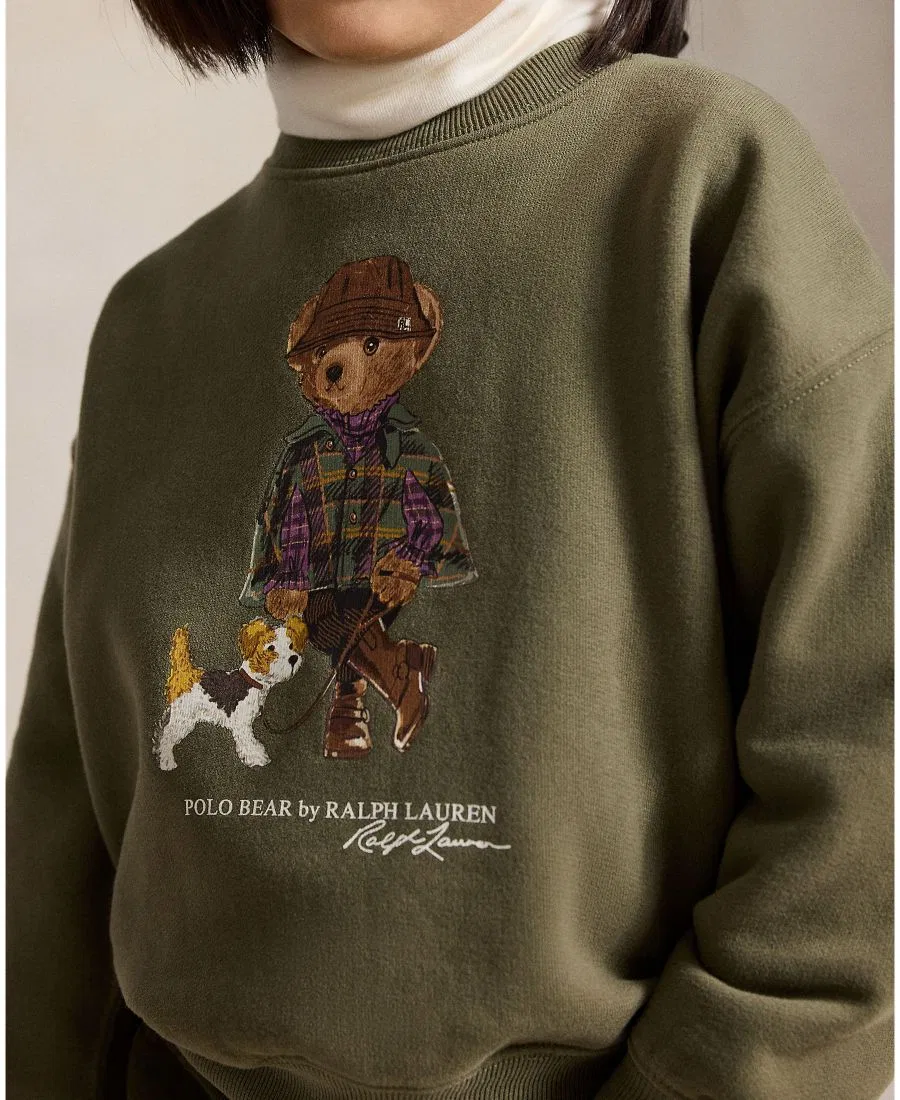 Детский свитшот с длинным рукавом и принтом Polo Bear Polo Ralph Lauren, Cruise Olive — фото 3