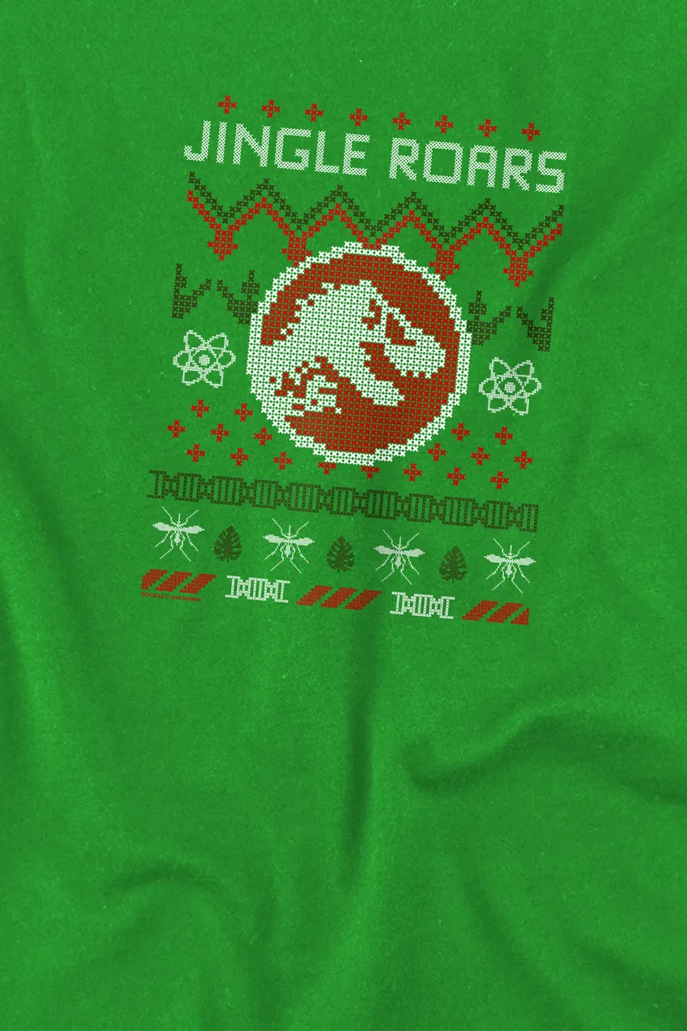Детская футболка с принтом Jurassic World Christmas Jumper Jingle Roars, Nbcu, Green — фото 2