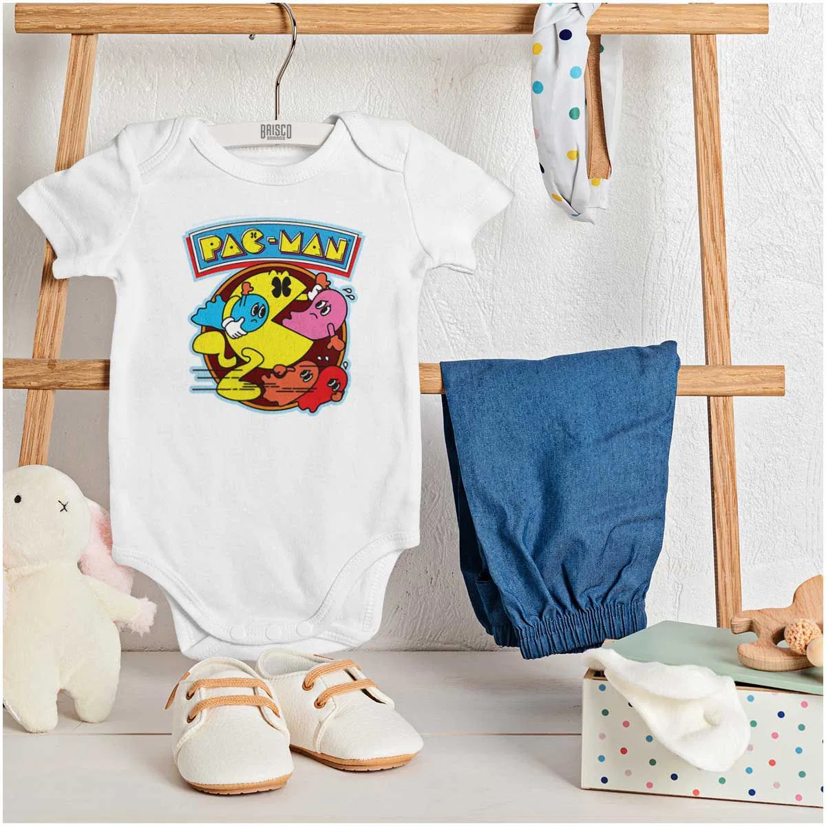 Детский боди-комбинезон с принтом PACMAN Video Arcade Game Ghost Chomp Brisco Brands, White — фото 3