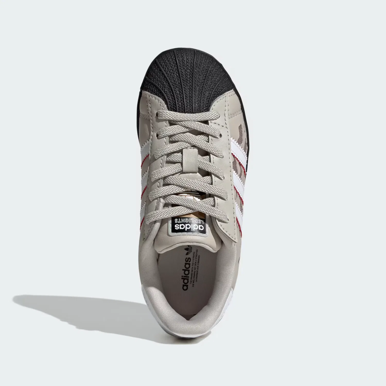 Детские кроссовки со светодиодной подсветкой Superstar LED Lights Adidas Originals, бежевый/белый — фото 3