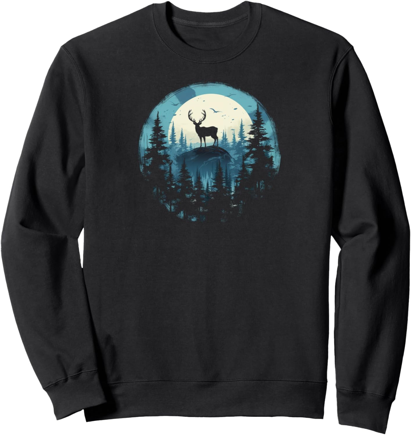 

Толстовка с изображением оленя в лесу Deer In Forest Apparel, черный