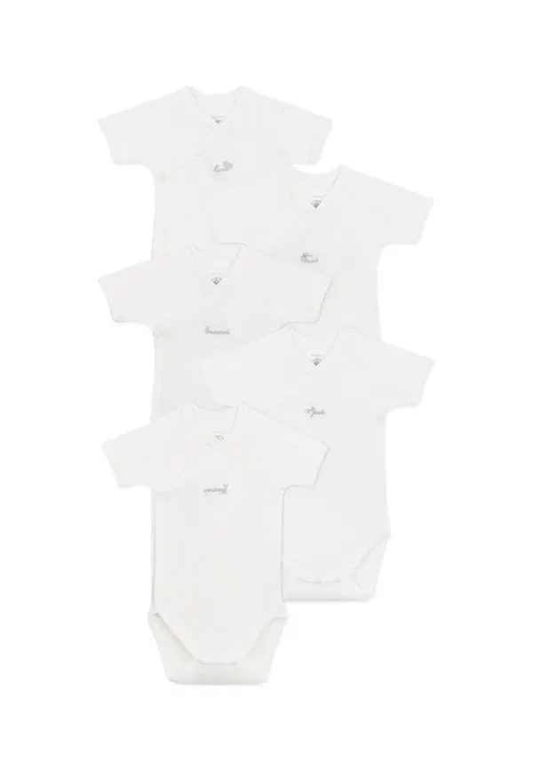 Комплект боди из 5 штук хлопок Newborn naiss cote unisex 5 pack Petit Bateau, белый