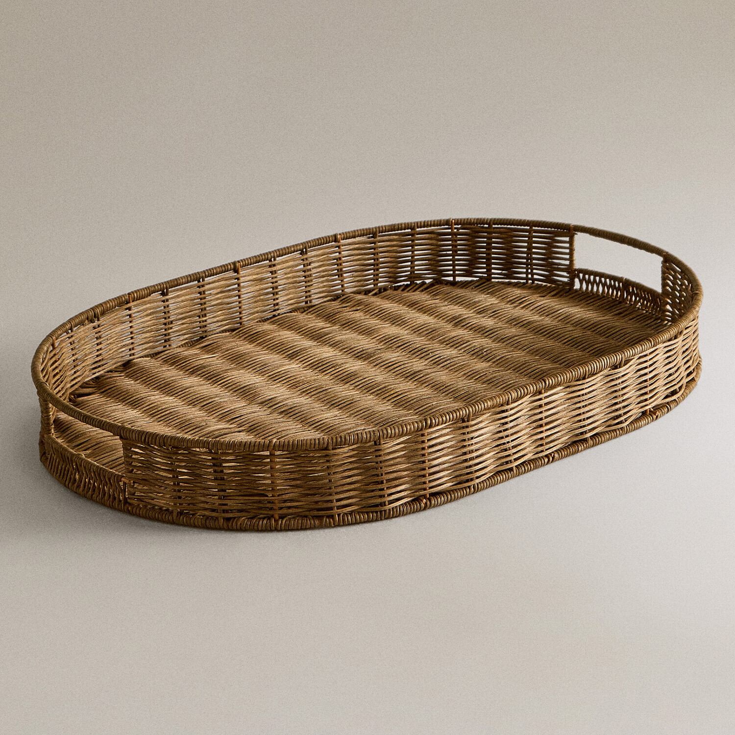 

Поднос Zara Home Oval Rattan With Handles, коричневый