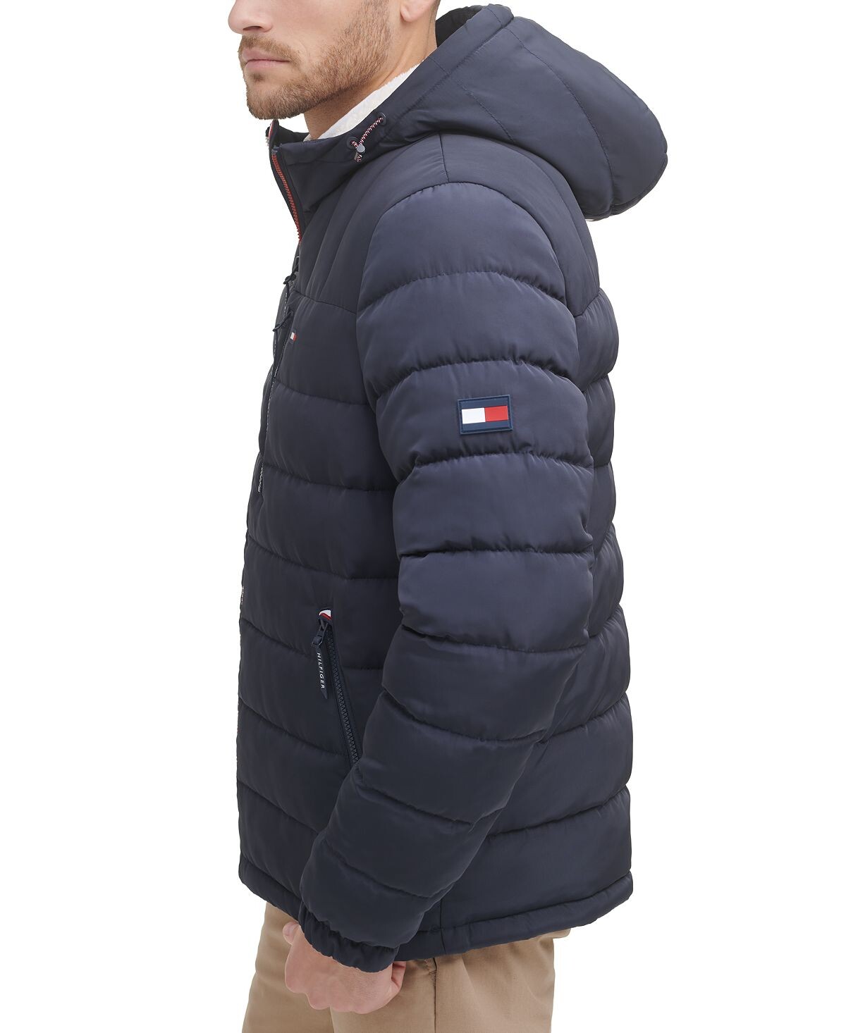 Мужская стеганая куртка-пуховик с капюшоном на подкладке из шерпы Tommy Hilfiger — фото 3