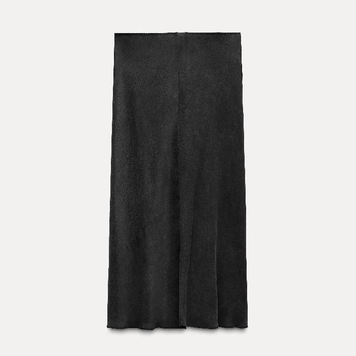 

Атласная юбка миди ZARA, черный (размер М)