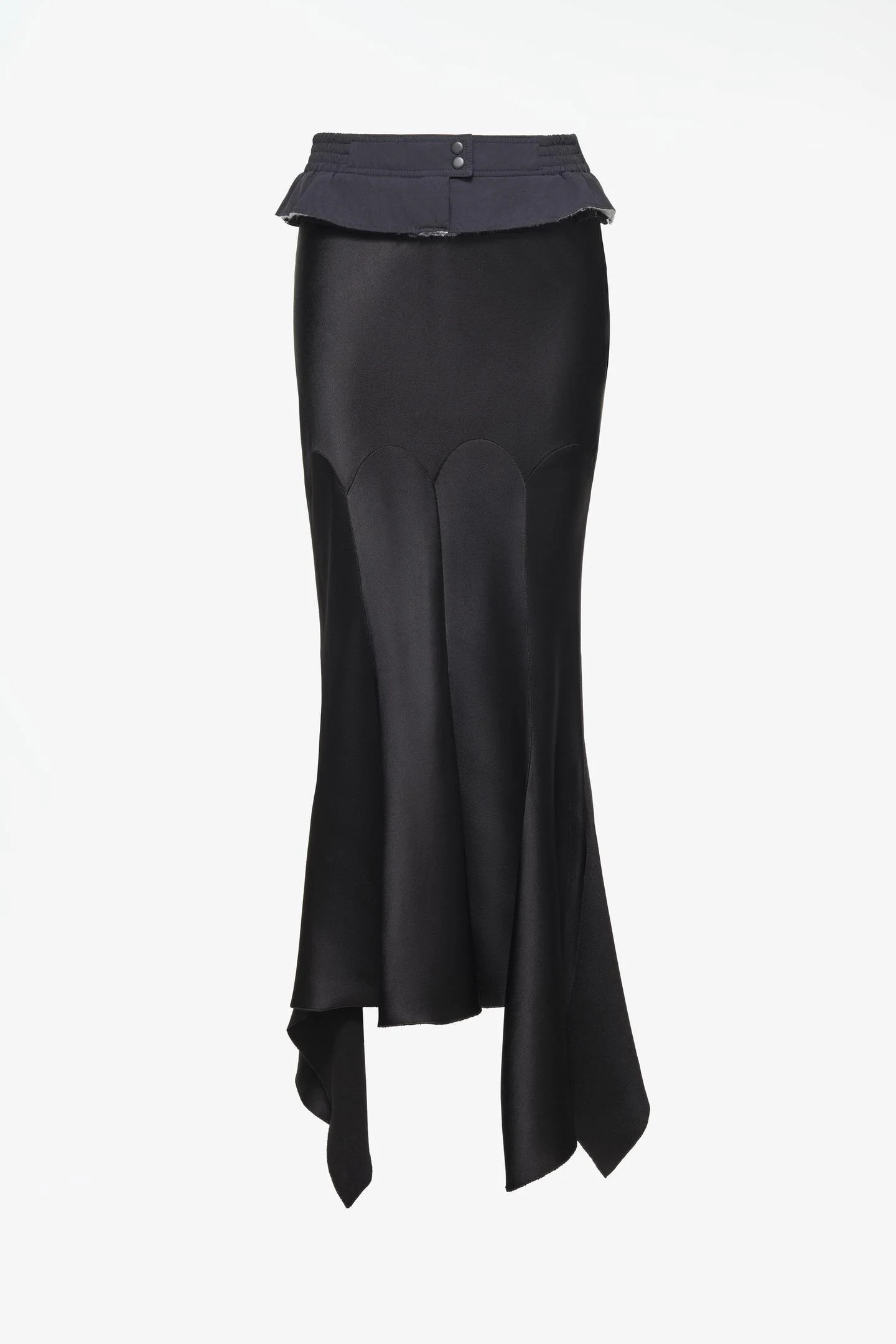 Юбка Zara атласная с контрастным поясом, черный