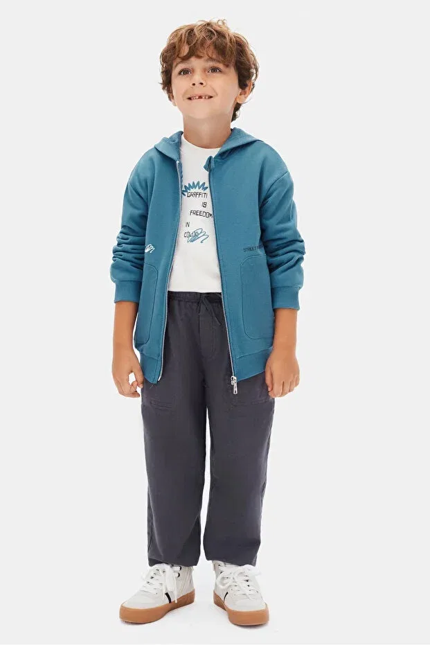 Детский кардиган на молнии для мальчиков хлопковый Freedom Zippered Cardigan Generic Brands, Blue — фото 3