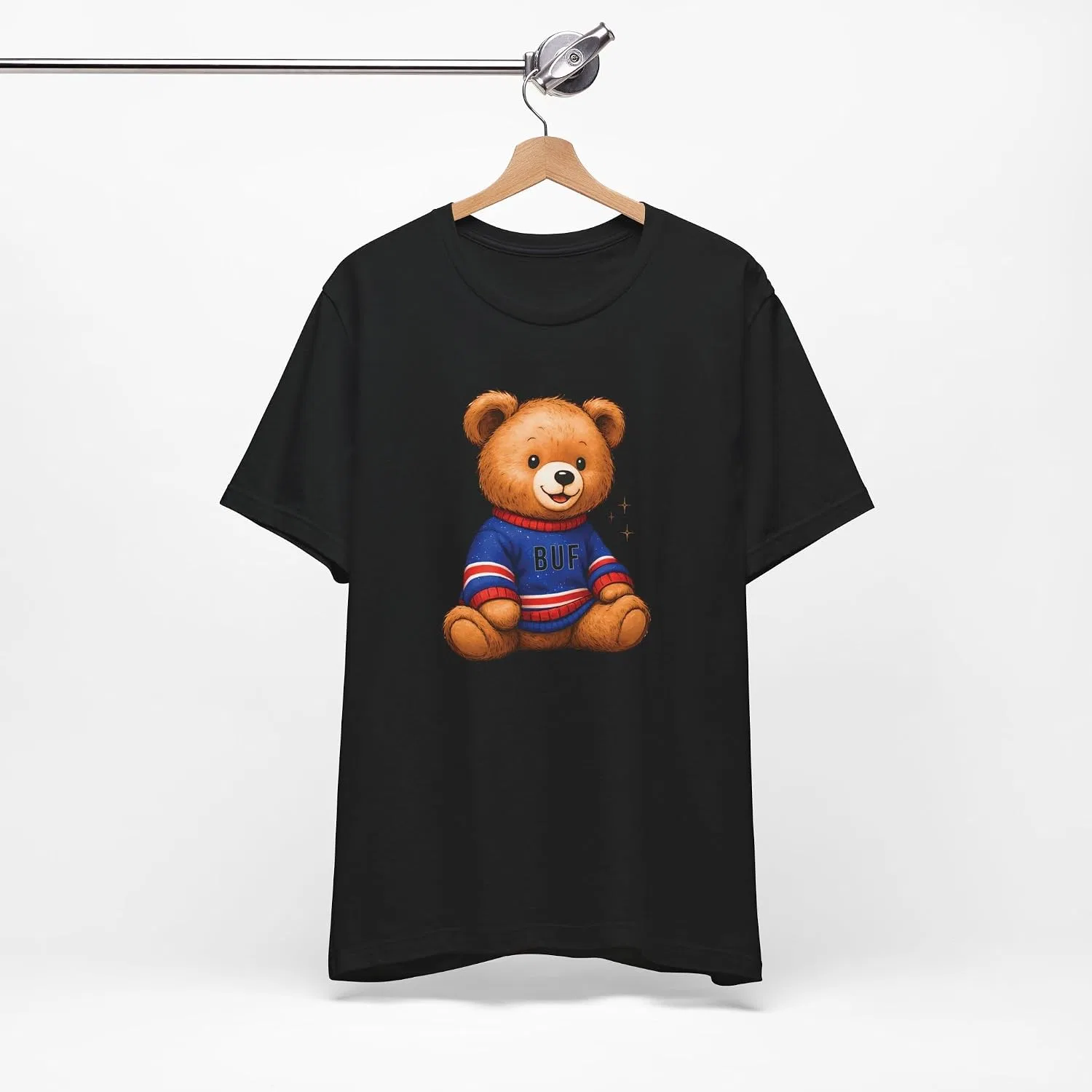 Футболка с медведем в футбольном свитере Bella+canvas, Black — фото 4