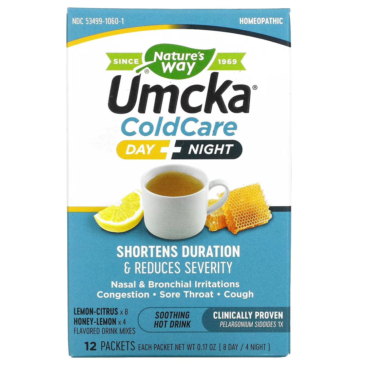 

Успокаивающий Горячий Напиток Nature's Way Umcka Cold Care, лимон / цитрус / мед, 12 пакетиков по 5 г