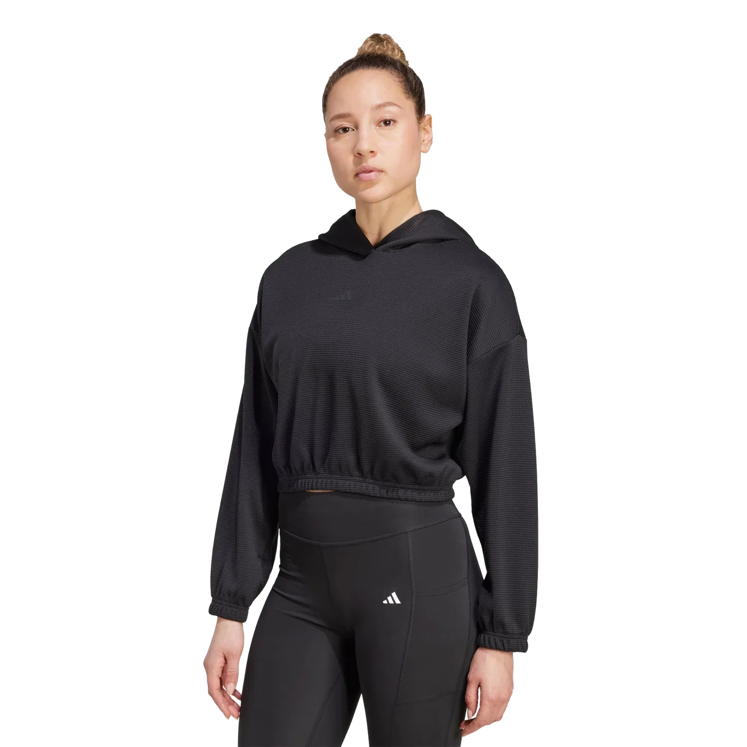 Женское свободное худи для йоги Adidas, черный — фото 2