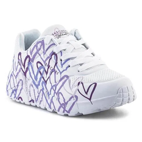 Детские повседневные кроссовки с принтом Uno Lite Spread The Love Skechers, Weiss