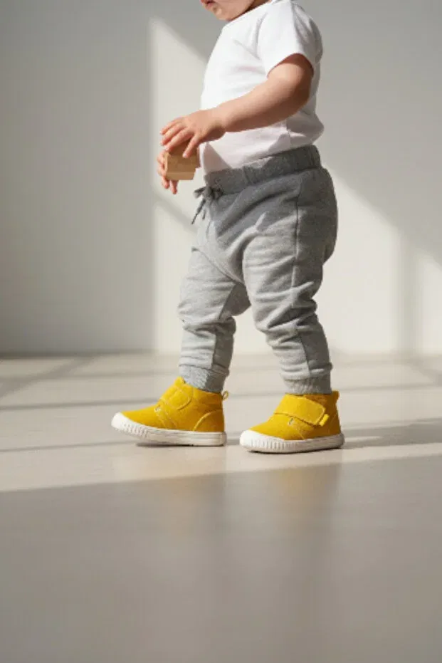 Детские туфли без каблука с липучкой Patik Bebe, Yellow — фото 2