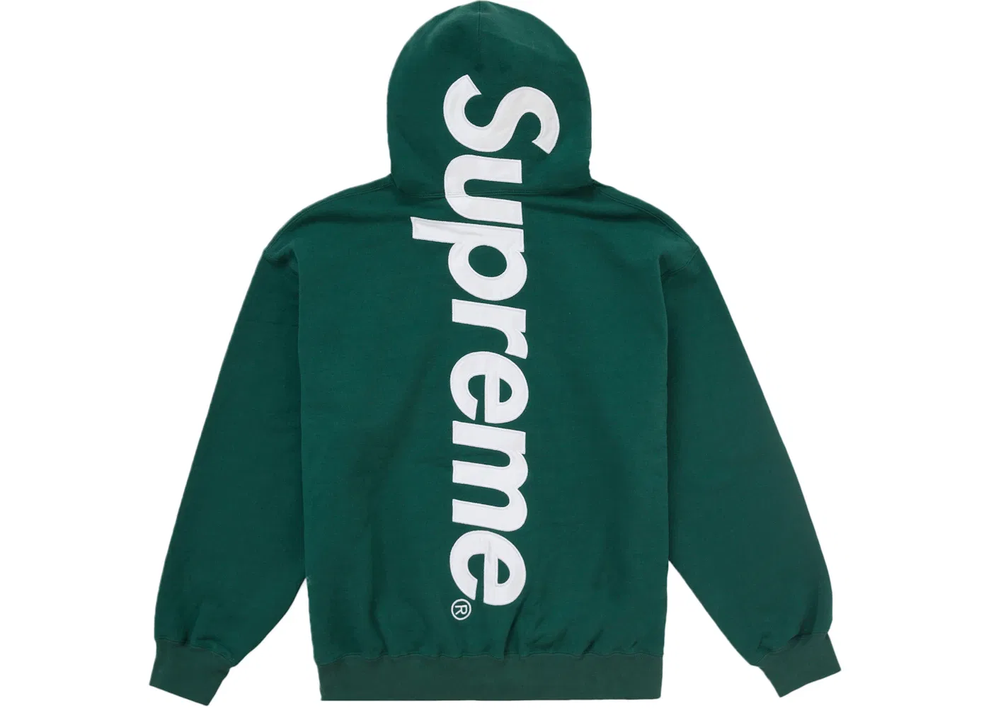 Мужская худи с капюшоном с сатиновой аппликацией Supreme Sweatshirt (FW24), Dark Green