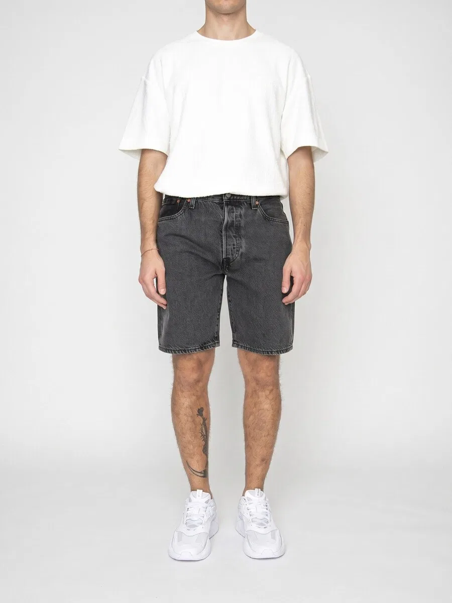 Джинсы LEVI'S Baggy Jeans 'M' 501 Original Short Permanent Marker Short Grey' серого цвета — фото 2