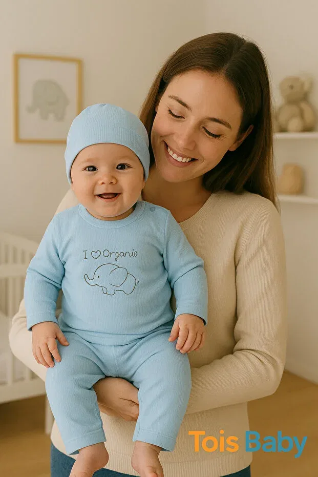 Детский комплект для новорожденных с рисунком Elephant Pattern Malzek, Blue — фото 3