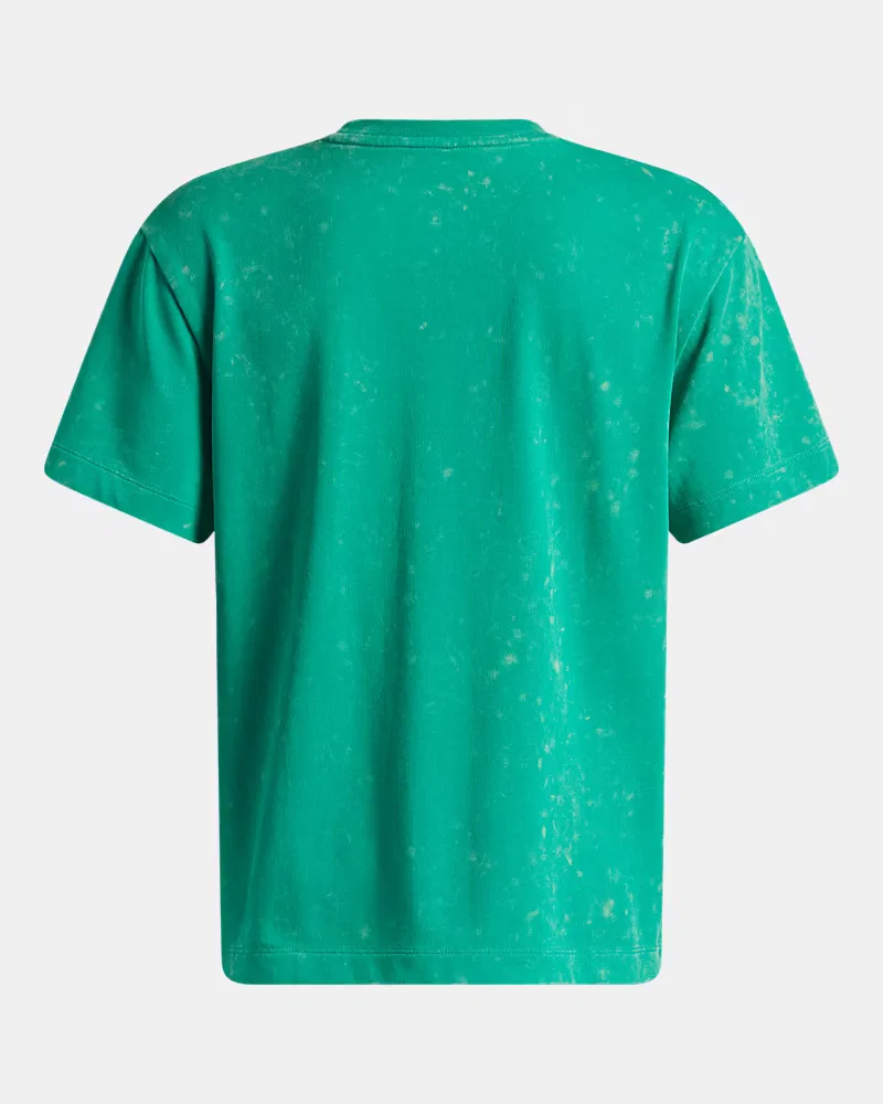 Футболка оверсайз для мальчиков с эффектом wash UA Heavyweight Wash UnderArmour, Geode Green/White — фото 2