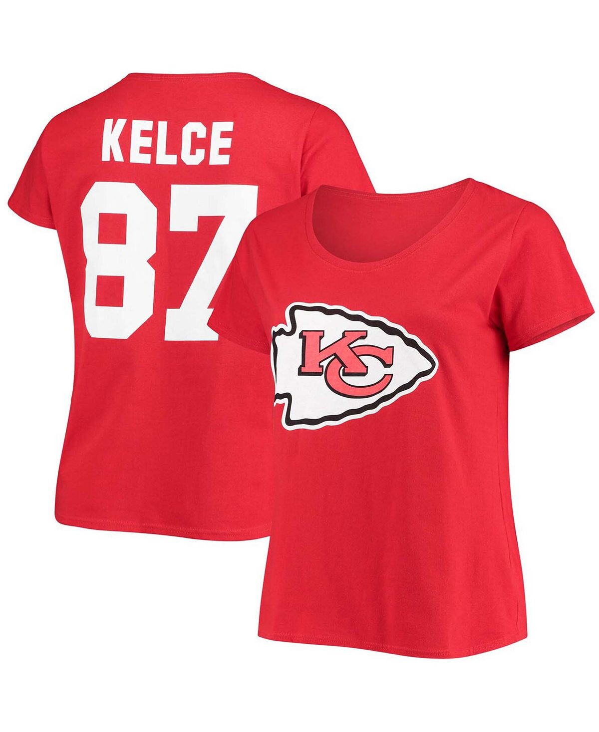 

Женская красная футболка больших размеров с V-образным вырезом Travis Kelce Kansas City Chiefs Fanatics, красный