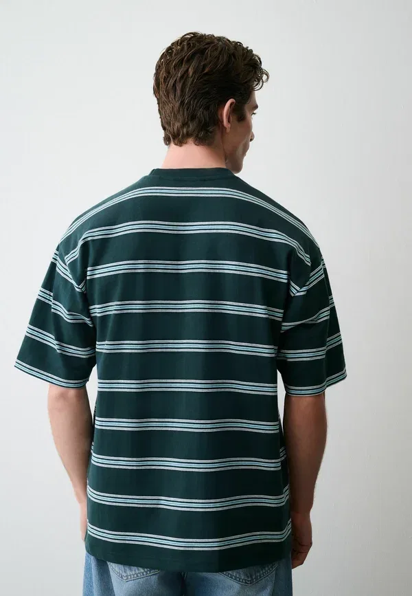 Футболка хлопковая Regular Fit - Striped Heavy Weight T-Shirt Next, Green, зеленый — фото 3