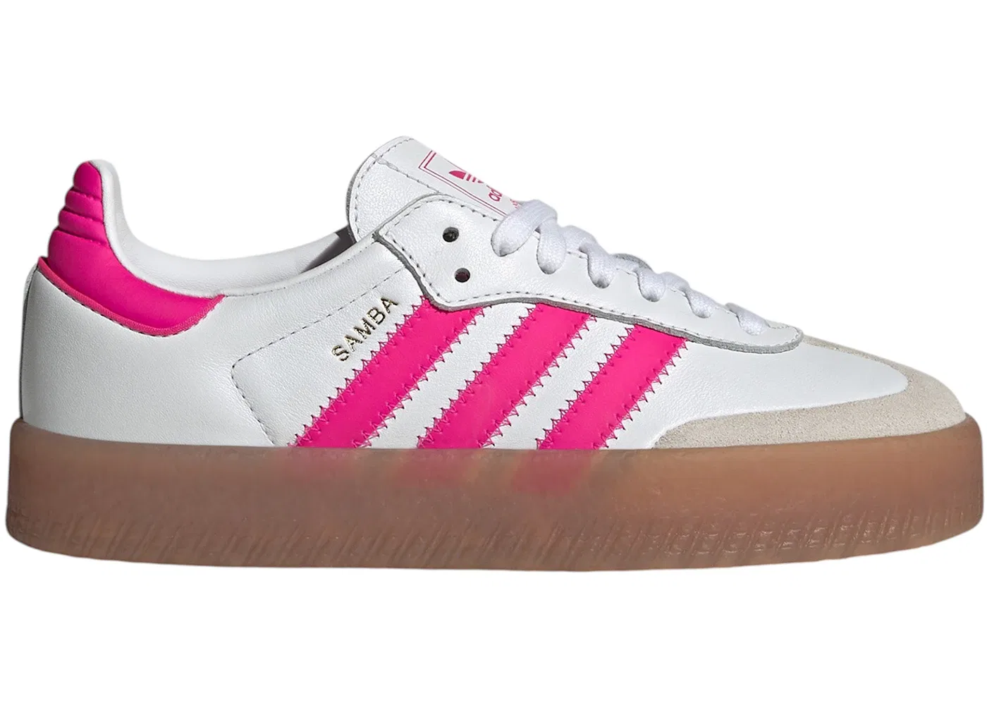 Детские кроссовки Lifestyle с принтом Adidas Sambae, Cloud White/Shock Pink/Gold Metallic