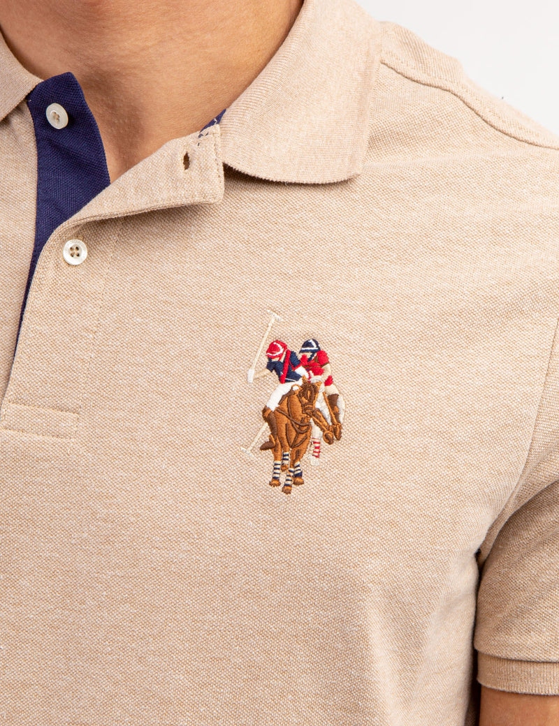 Мужская футболка-поло U.S. Polo Assn. Multi Color Big Logo Solid, хаки — фото 3