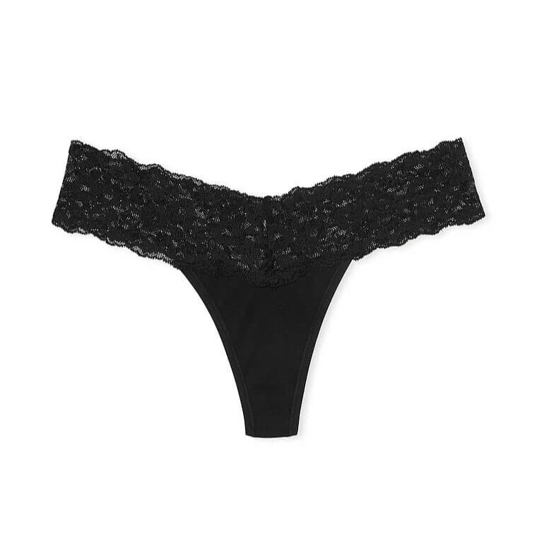 

Трусики-стринги Victoria's Secret The Lacie Lace-Waist Cotton, черный