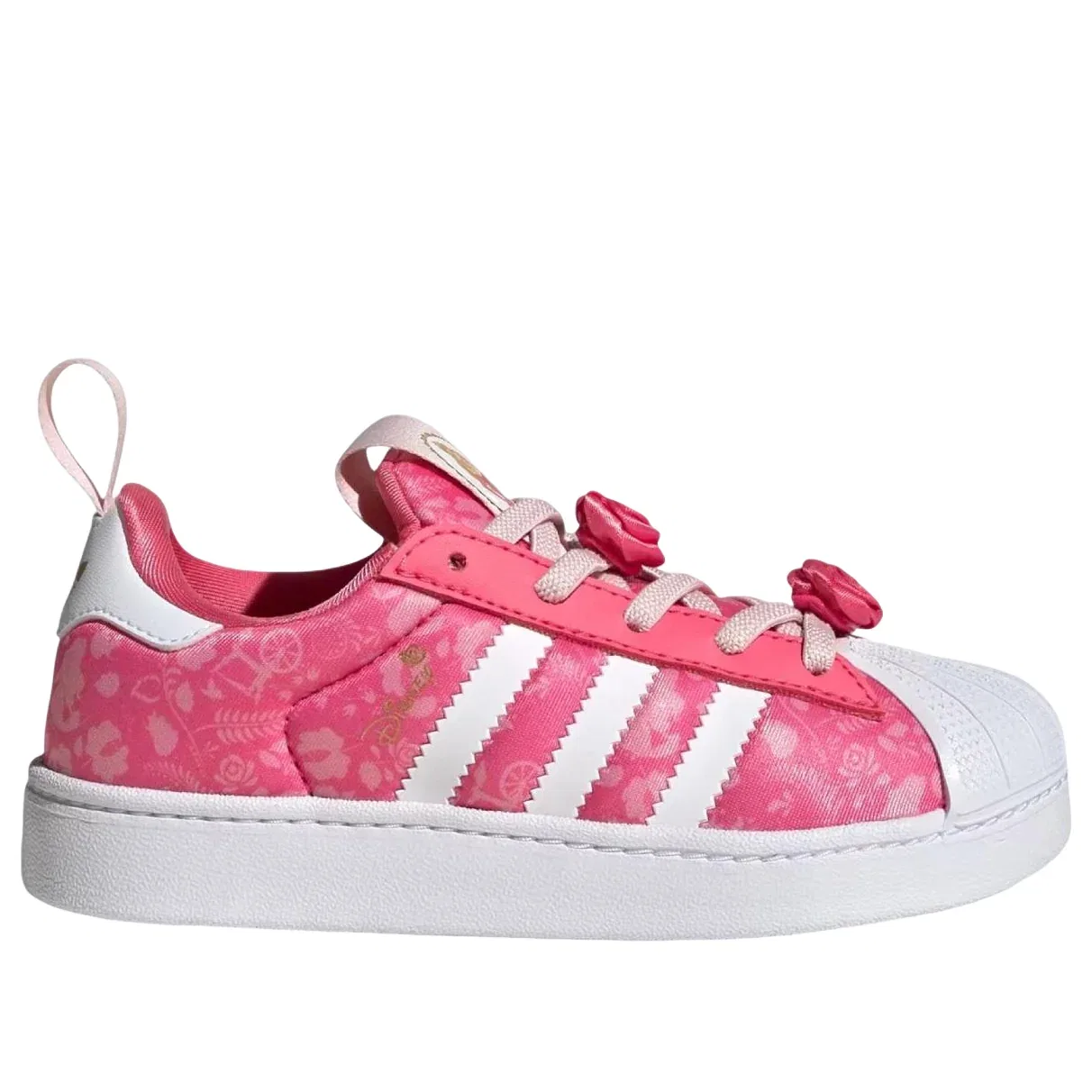 Детские кроссовки с сатиновым верхом Disney Princess Superstar Quick On 'Pink White' adidas, Pink / White / Gold Metallic — фото 2