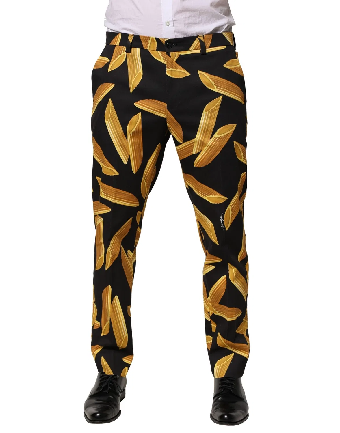 Мужские брюки с принтом пасты Tapered Pants Dolce & Gabbana, Black