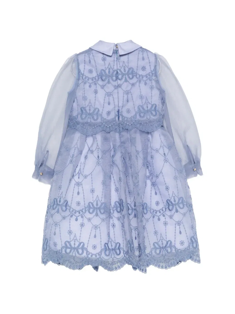 Платье с вышивкой и бантом Elie Saab Junior, синий — фото 2