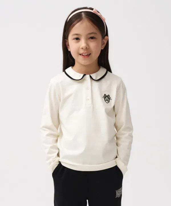 Футболка с длинным рукавом для детей, с воротником, Marithé Kids, ivory