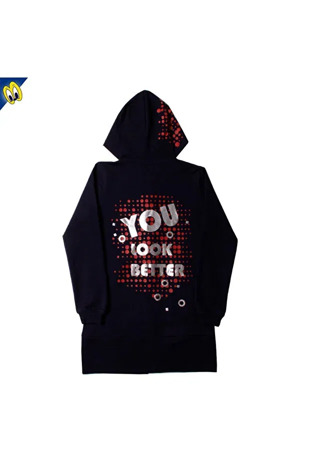 Детский кардиган для девочек с принтом You Luck Better Foil Printed Toontoy, Navy Blue