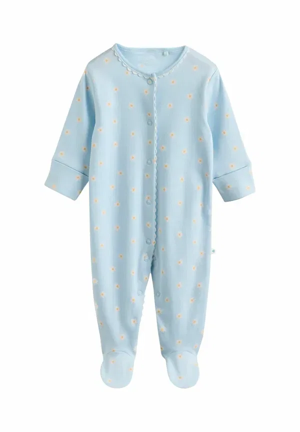 Комплект боди с длинным рукавом, цветочный принт, Regular fit baby sleepsuits 4 pack Next, blue/yellow, синий/желтый — фото 3