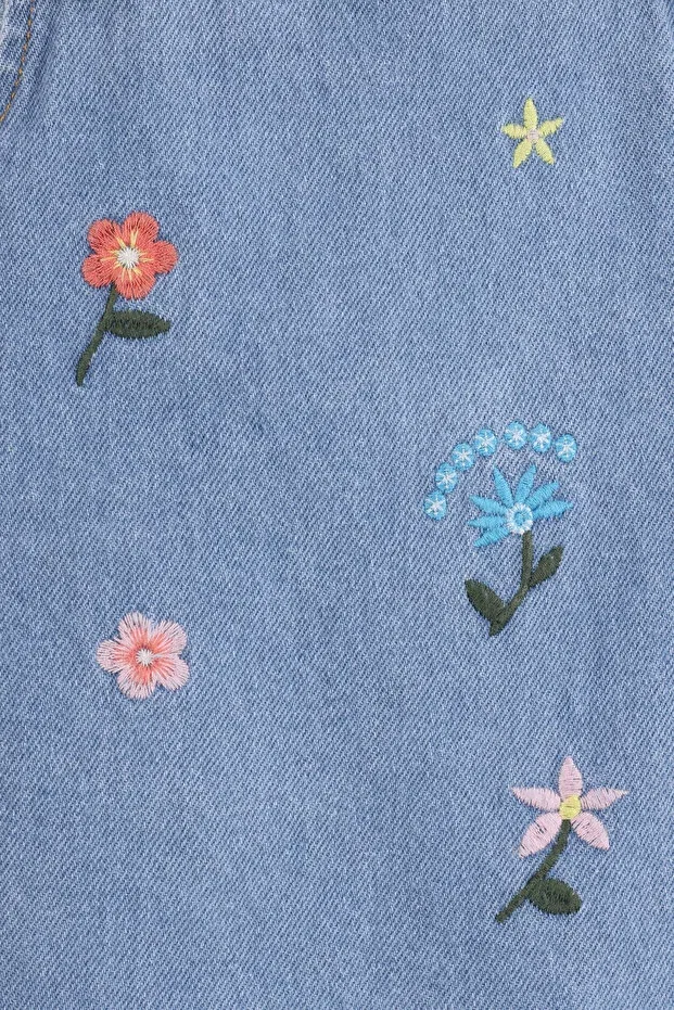 Детское платье для девочек с вышивкой Flower Embroidered Dress Pollito, Blue — фото 4