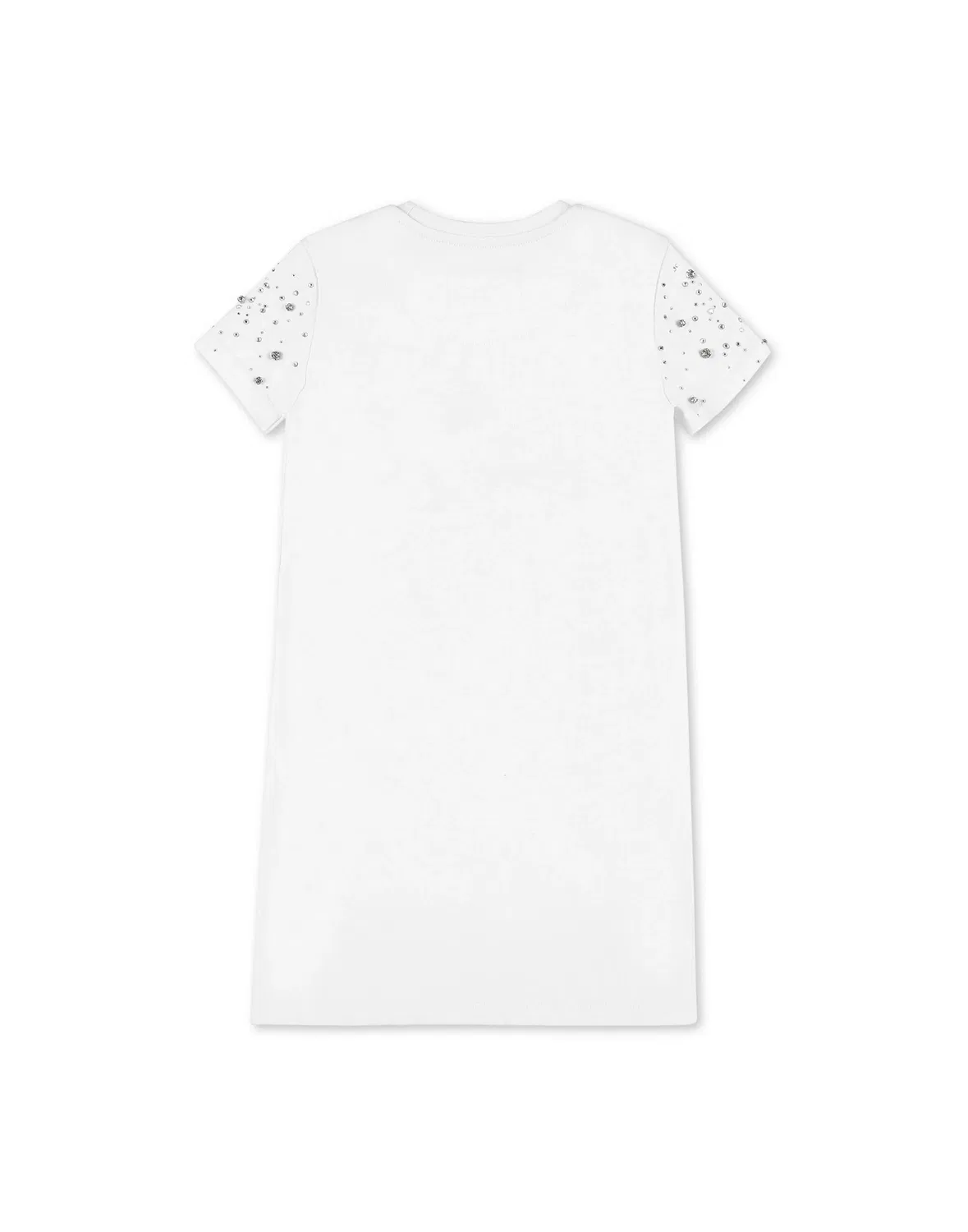 Детское платье-футболка с коротким рукавом и декором из стразов Plein Star PHILIPP PLEIN, White — фото 3