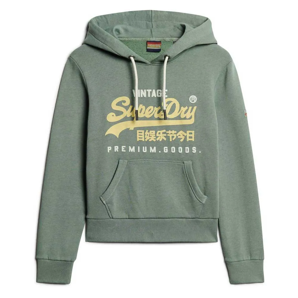 

Худи Superdry Puff Print Vl Graphic, зеленый