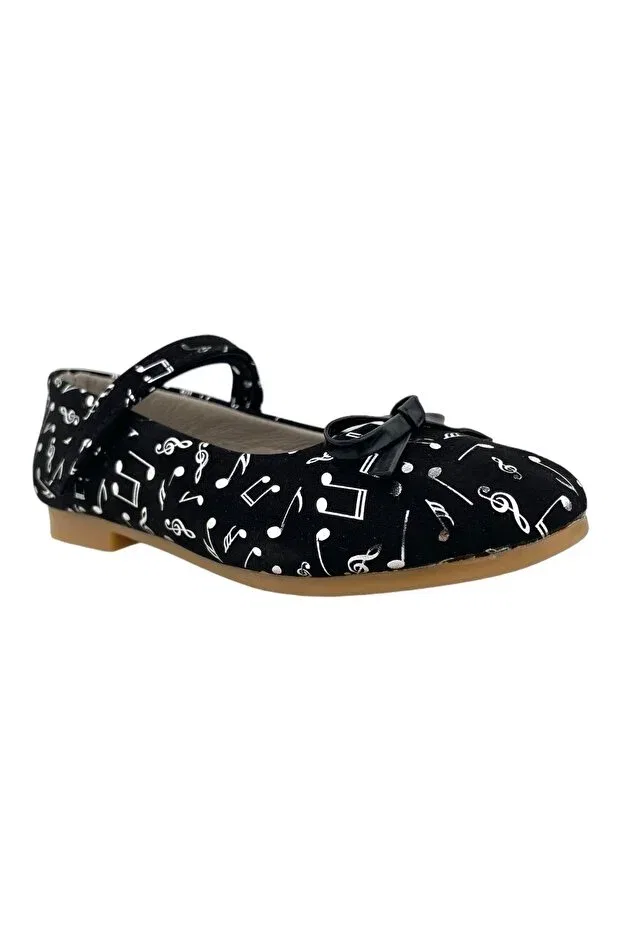 Детские туфли для девочек классические Little bow classic school shoes Nubebe, Black-Lame — фото 2