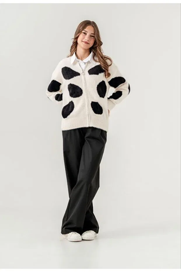 Детский кардиган для девочек с текстурой Angora Cardigan Jacket Loco Loco, Ecru