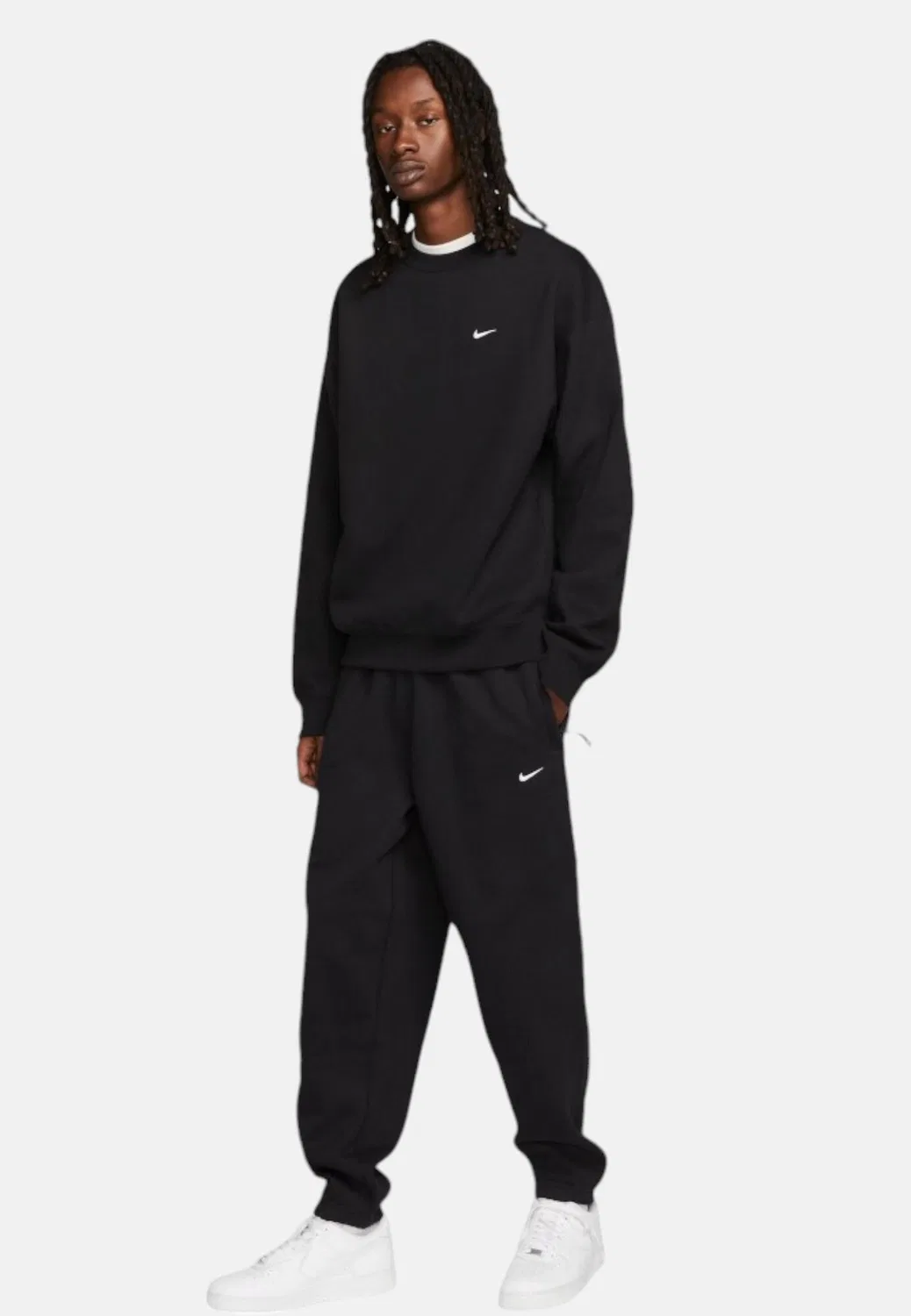 Мужской свитшот хлопковый Solo Swoosh Nike, Schwarz Weiss — фото 4