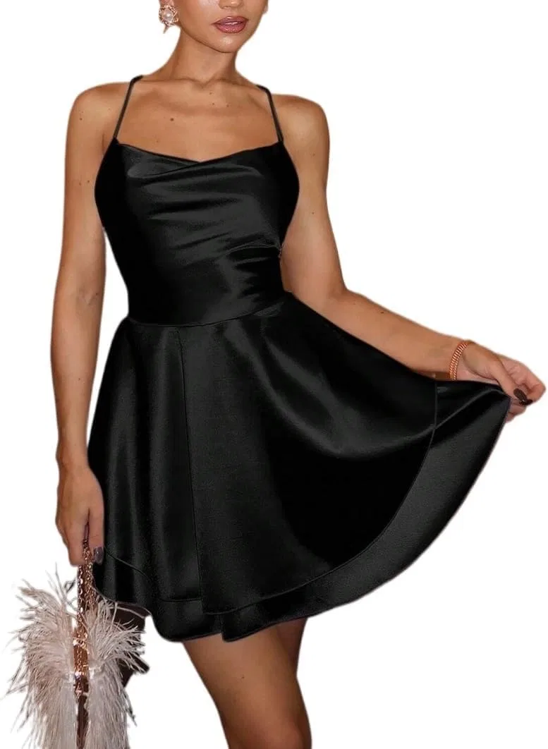 Женское мини-платье на бретельках-спагетти Cami, Black