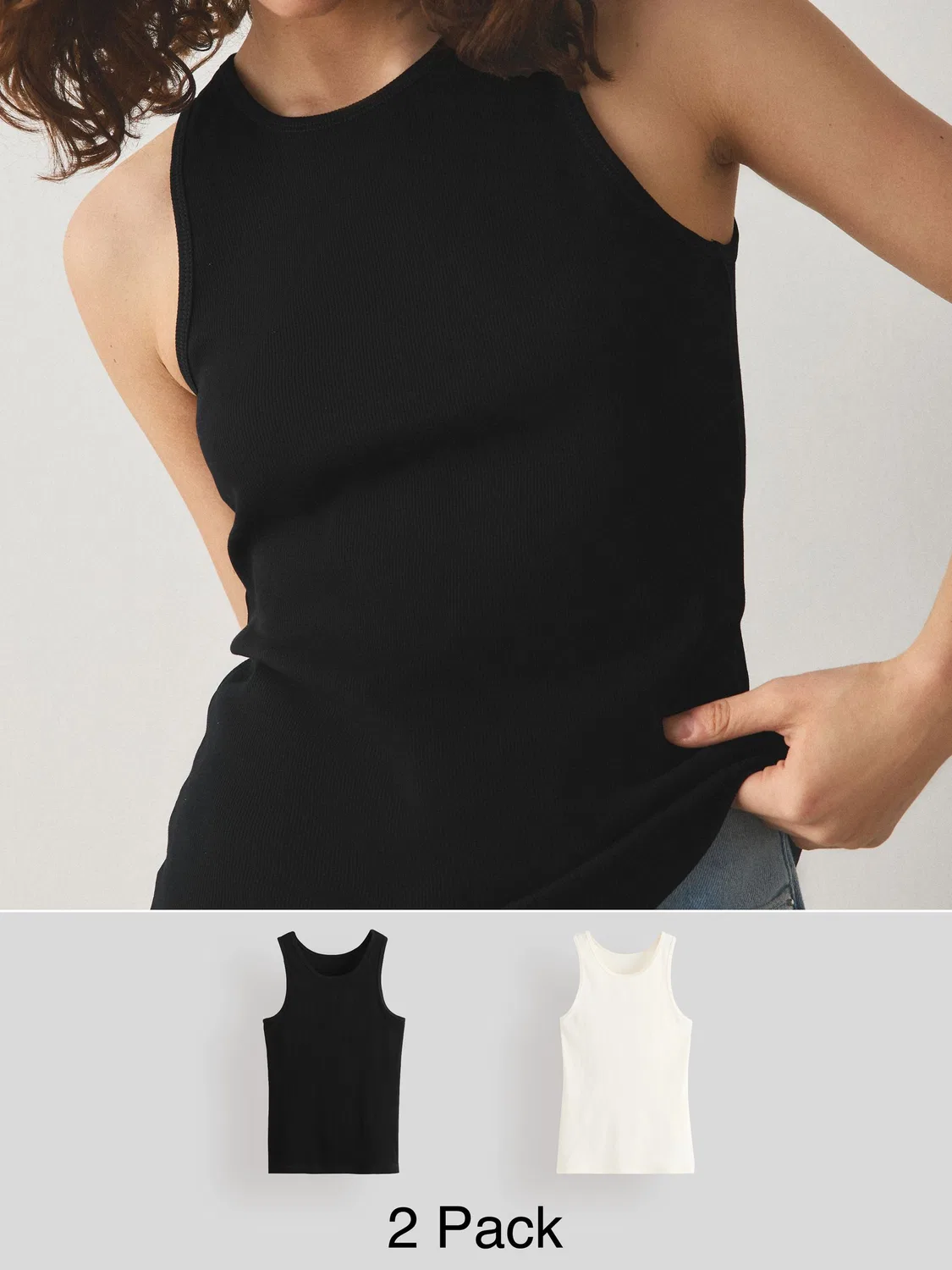 Комплект из 2 топов с высокой горловиной Next Black/Ecru