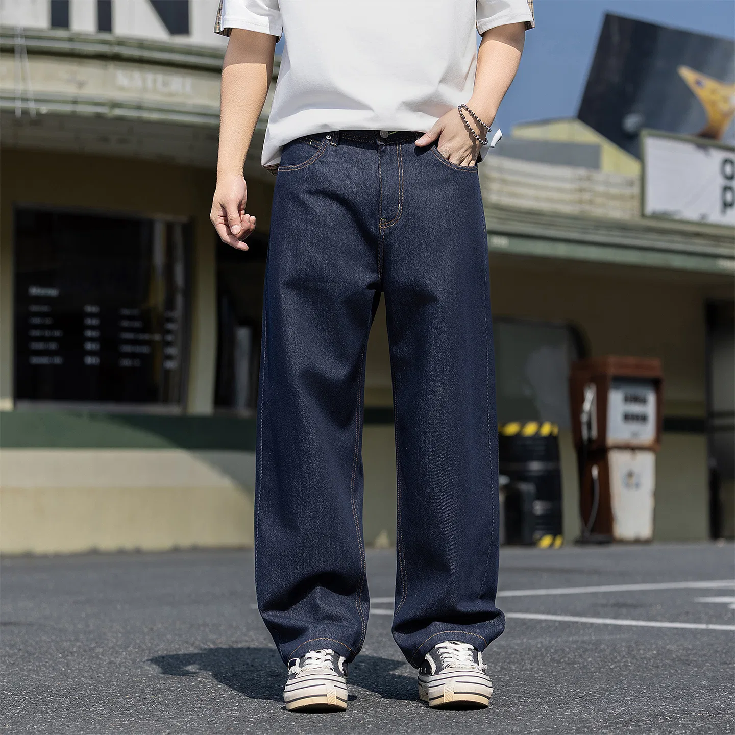 Детские джинсы свободного кроя Red bean, Original Denim Blue — фото 3