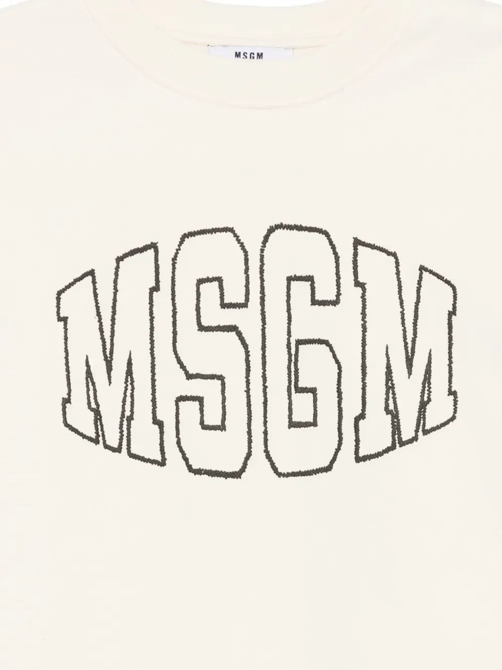 Свитер с вышитым логотипом MSGM Kids, бежевый — фото 3