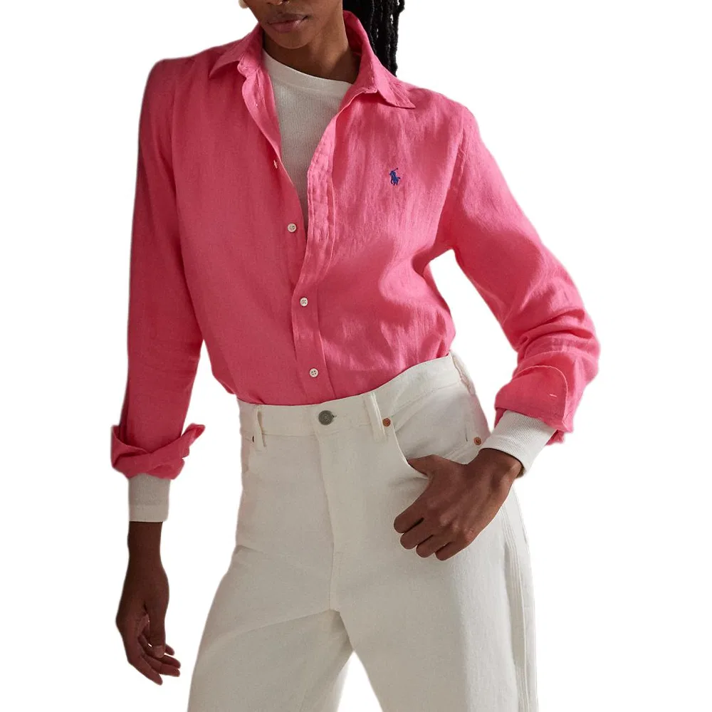 Женская рубашка поло с длинным рукавом Polo Ralph Lauren, Pink — фото 3