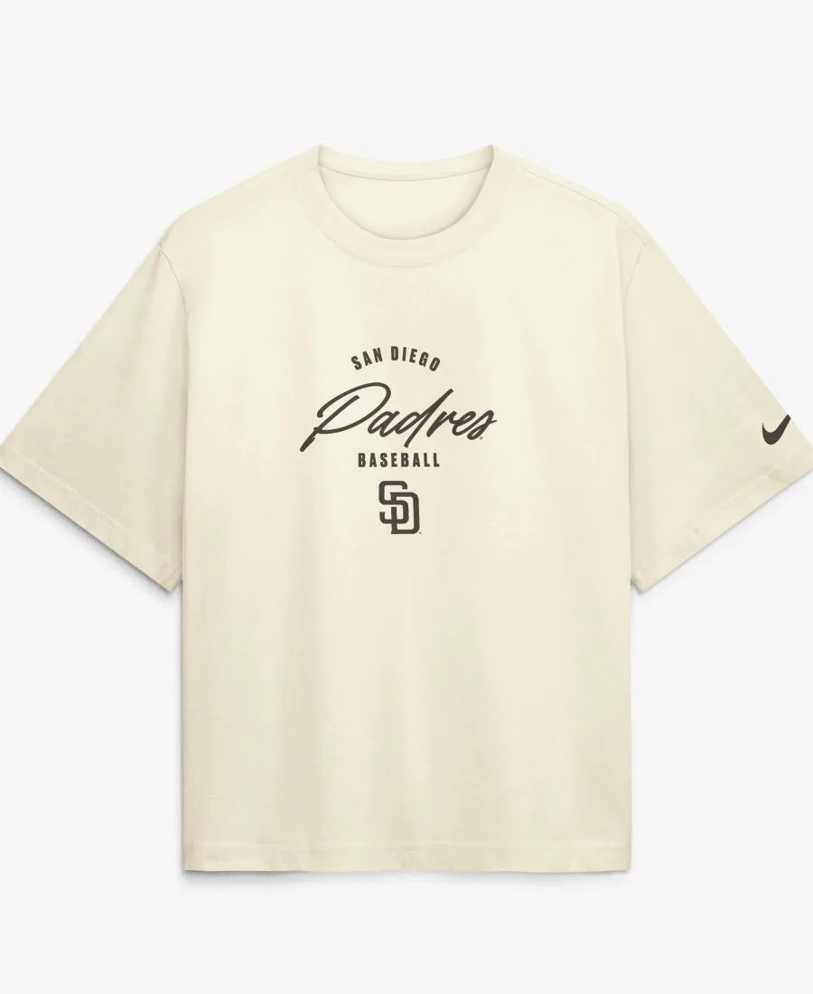 Женская футболка Jackson Merrill Cream San Diego Padres Premium Essentials Boxy с именем и номером Nike, Cream — фото 3