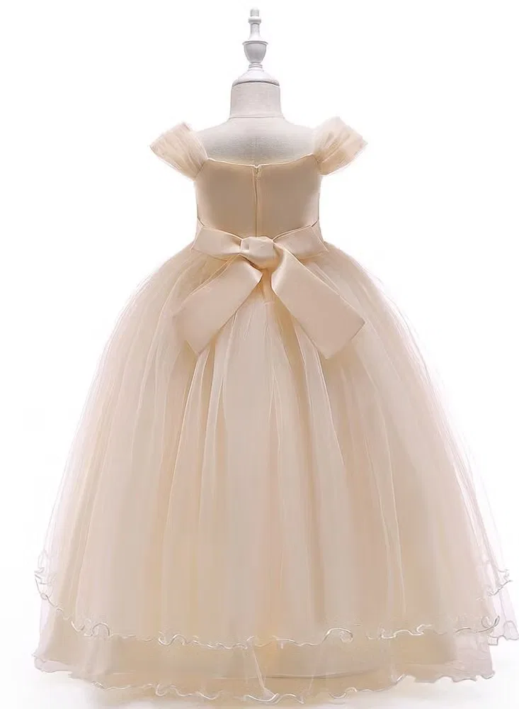 Платье длинное праздничное для дня рождения и свадьбы Best Gift Fashion, бежевый — фото 3