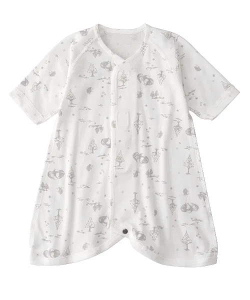 Детский комбинезон-боди с принтом ежика, модель One-Touch, combimini, Off White — фото 2