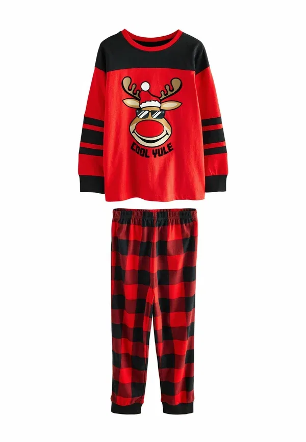 Пижама Christmas Set, Regular Fit, Next, красный в клетку с оленями