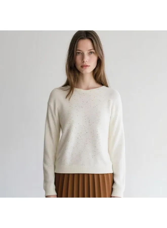 Свитер с длинным рукавом и блестками Zara, белый — фото 2