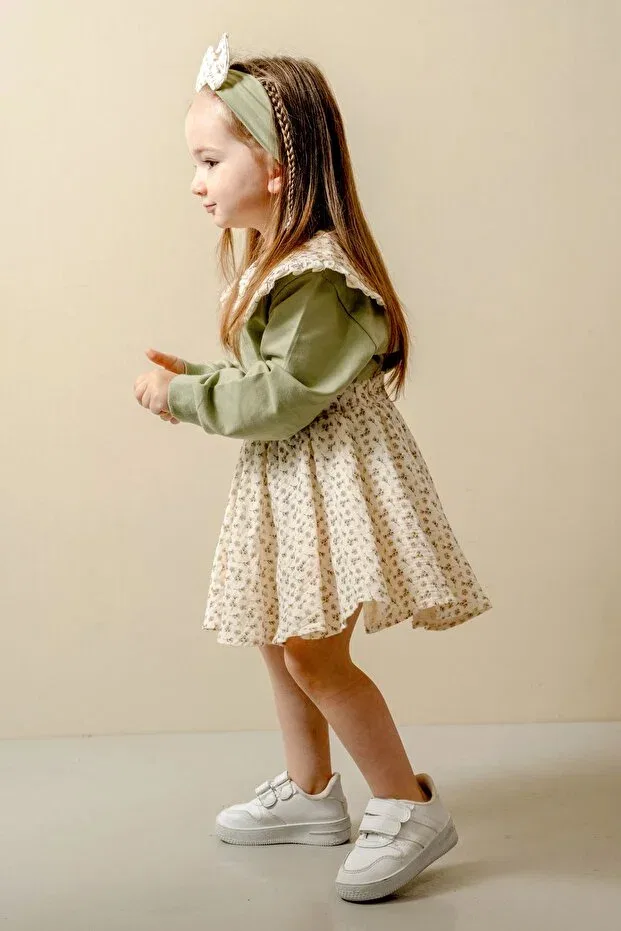 Детский комплект для девочек с цветочным принтом Glam Jnf Kids, Mint Green — фото 2