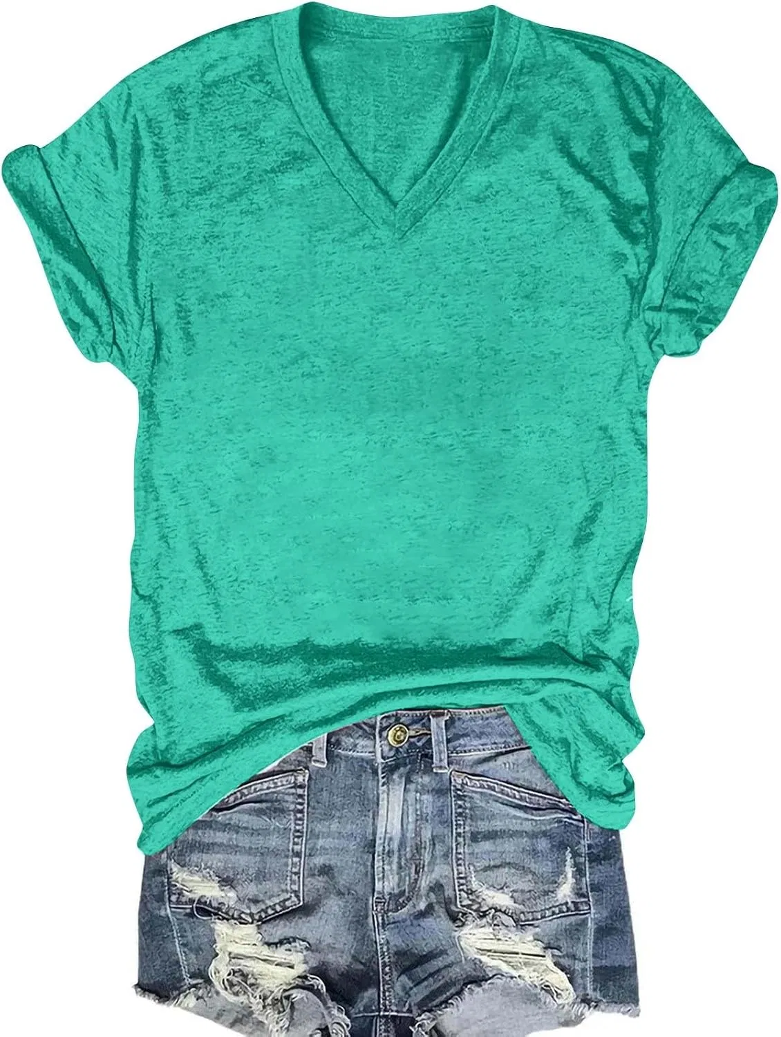 Женская футболка с V-образным вырезом Short Sleeve, Green