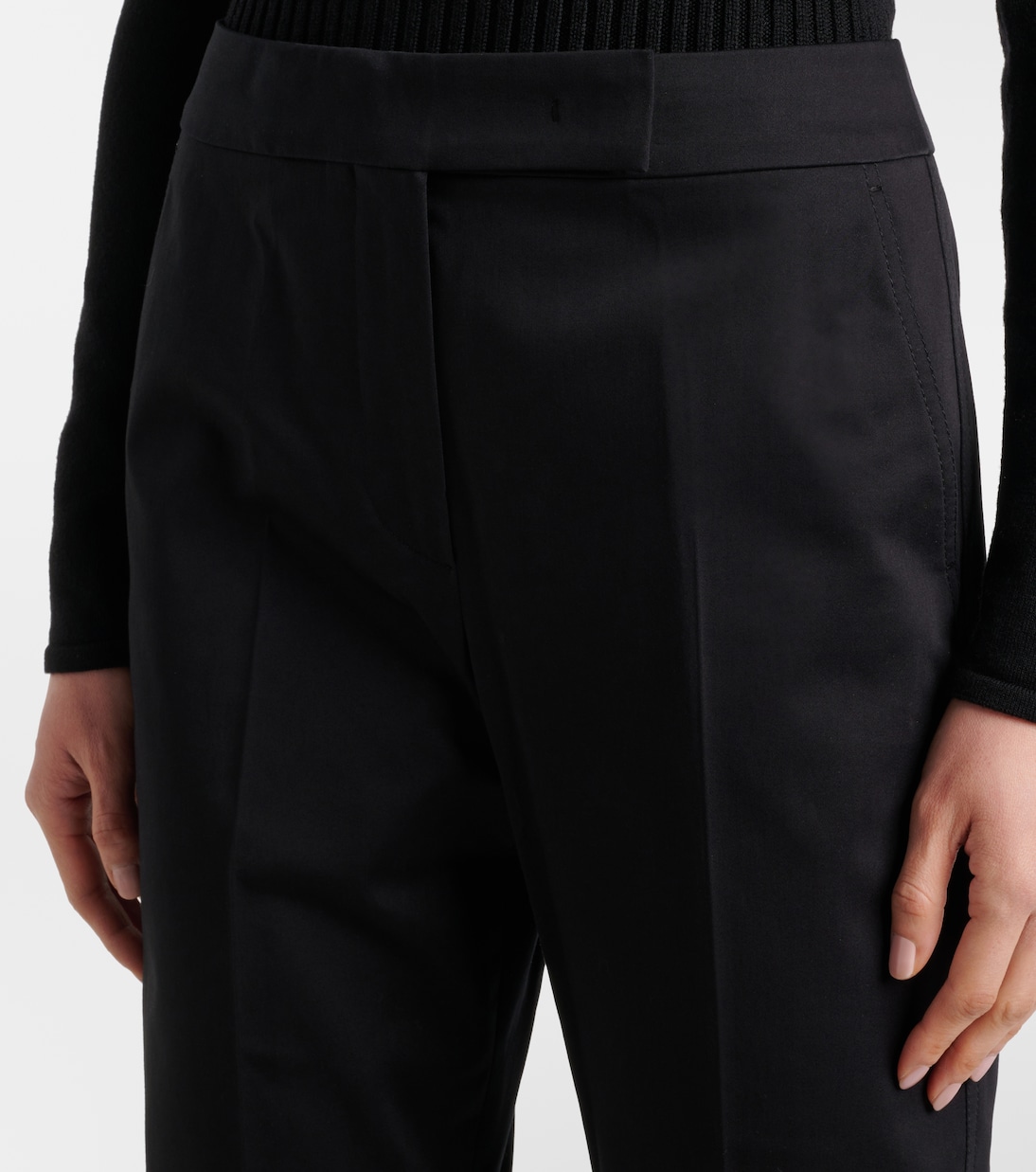 Расклешенные брюки из хлопка цвета окры со средней посадкой Max Mara, Nero — фото 4